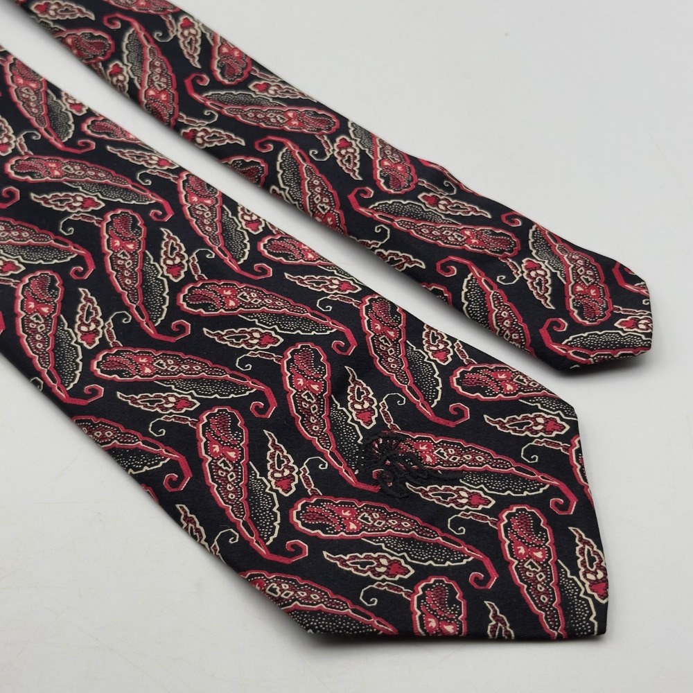 Countess Mara Mens Silk Paisley Tie Black Red Tan Dillard's Made in USA Academia